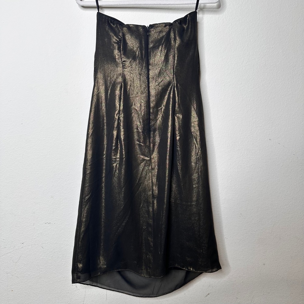Sheike Black Gold Metallic Strapless Draped Cocktail Dress Size 12 Au / 8 US - Picture 4 of 9